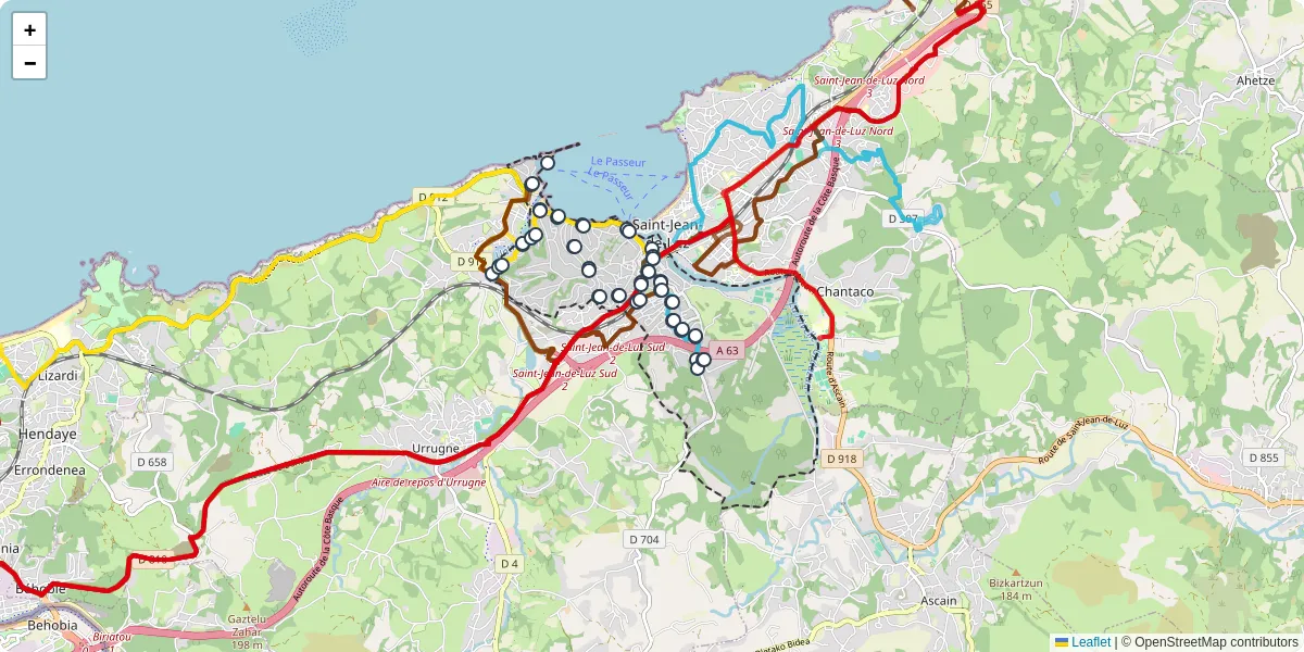 Carte du réseau de transport en commun à Ciboure - lignes de bus et arrêts