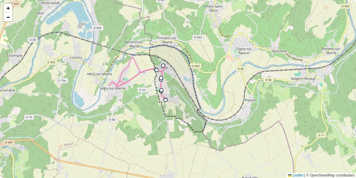 Carte du réseau de transport en commun à Citry - lignes de bus et arrêts