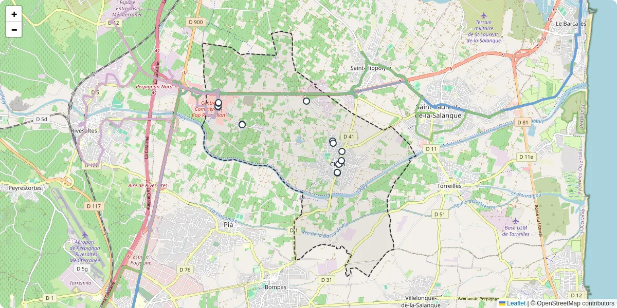 Carte du réseau de transport en commun à Claira - lignes de bus et arrêts