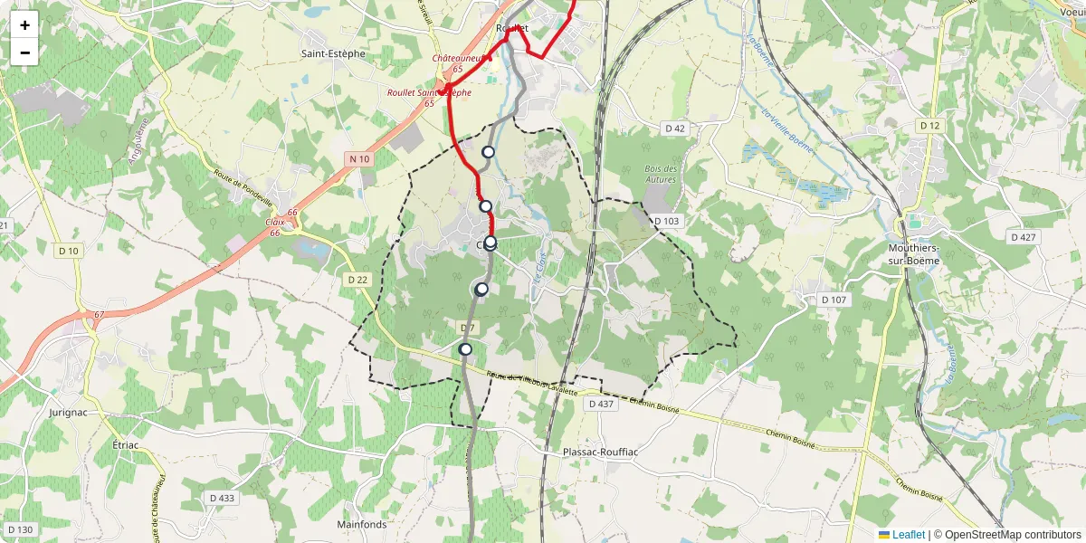 Carte du réseau de transport en commun à Claix - lignes de bus et arrêts