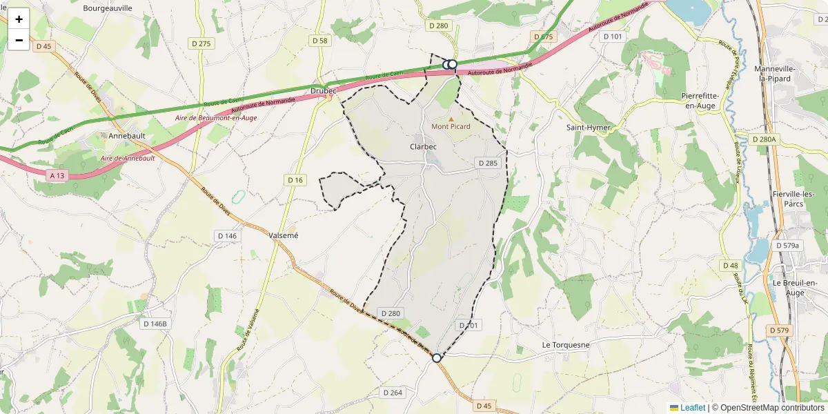Carte du réseau de transport en commun à Clarbec - lignes de bus et arrêts