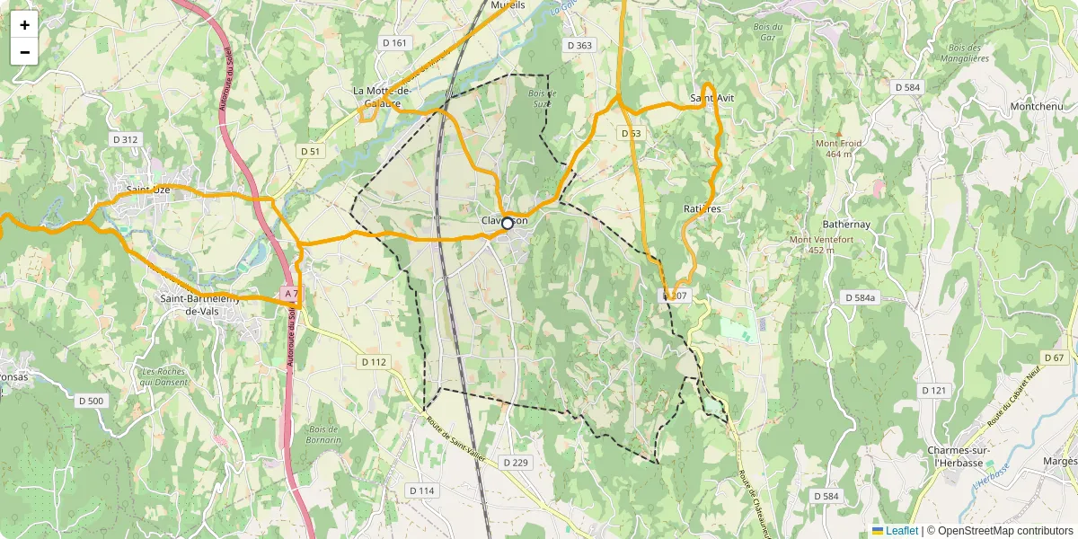Carte du réseau de transport en commun à Claveyson - lignes de bus et arrêts
