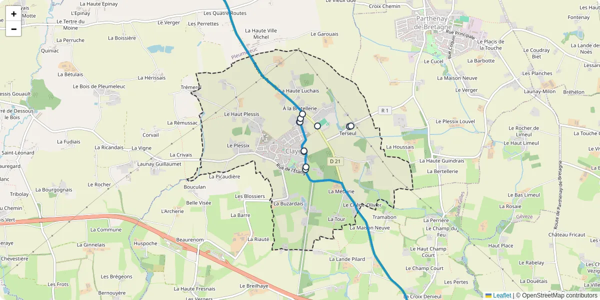 Carte du réseau de transport en commun à Clayes - lignes de bus et arrêts