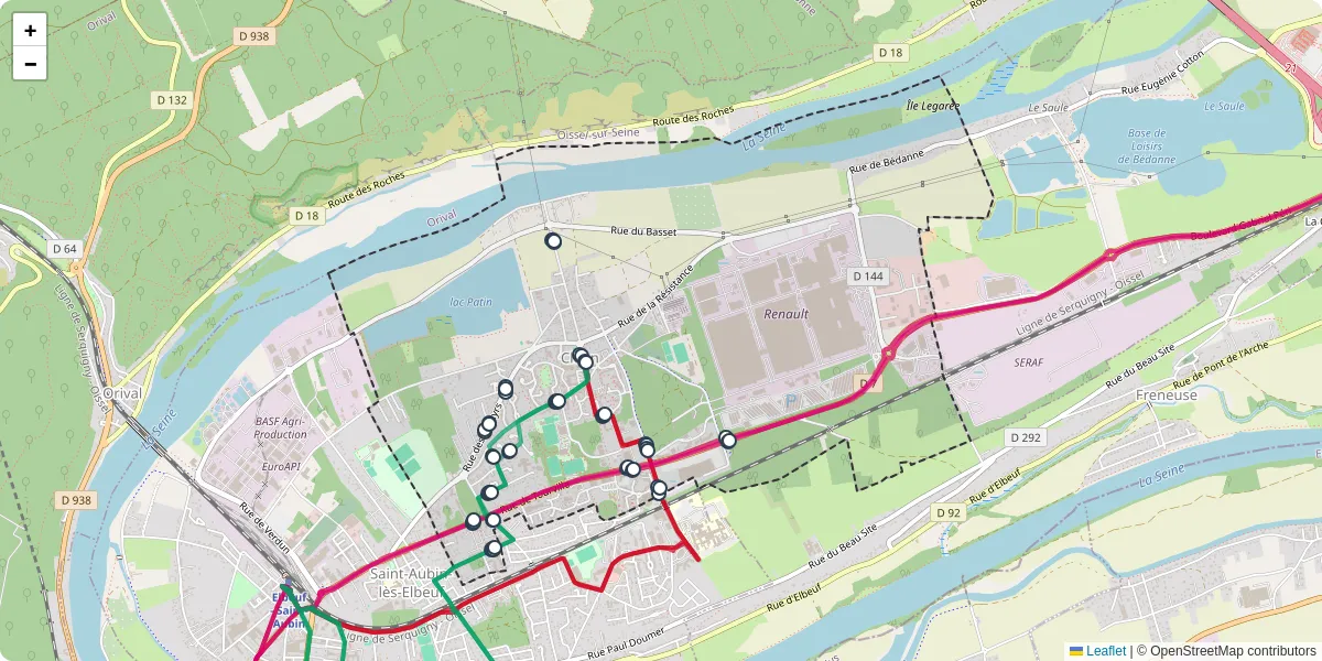 Carte du réseau de transport en commun à Cléon - lignes de bus et arrêts