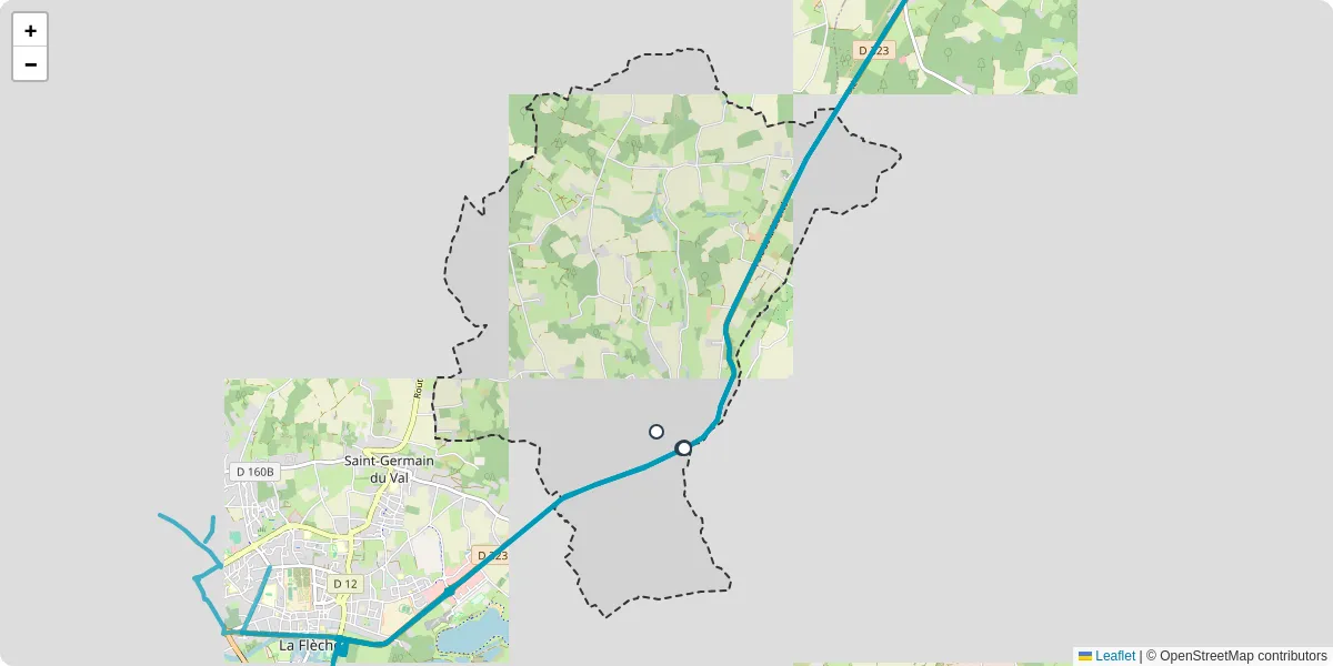 Carte du réseau de transport en commun à Clermont-Créans - lignes de bus et arrêts