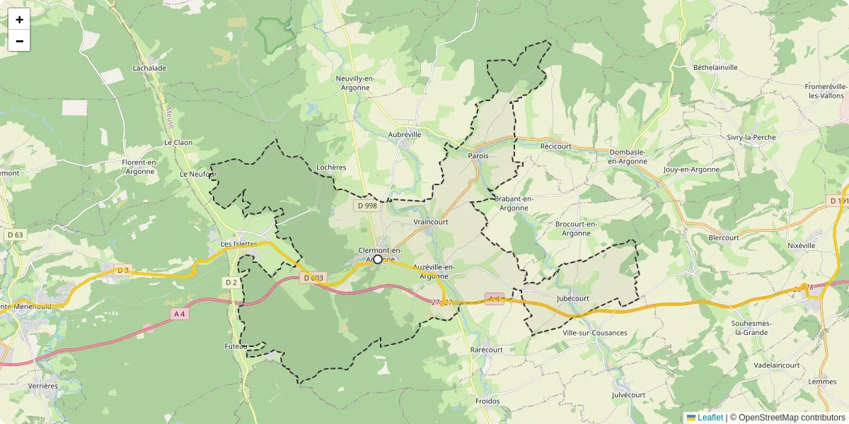 Carte du réseau de transport en commun à Clermont-en-Argonne - lignes de bus et arrêts