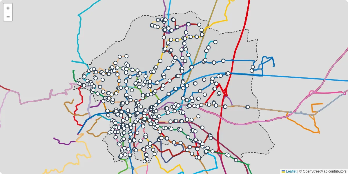 Carte du réseau de transport en commun à Clermont-Ferrand - lignes de bus et arrêts