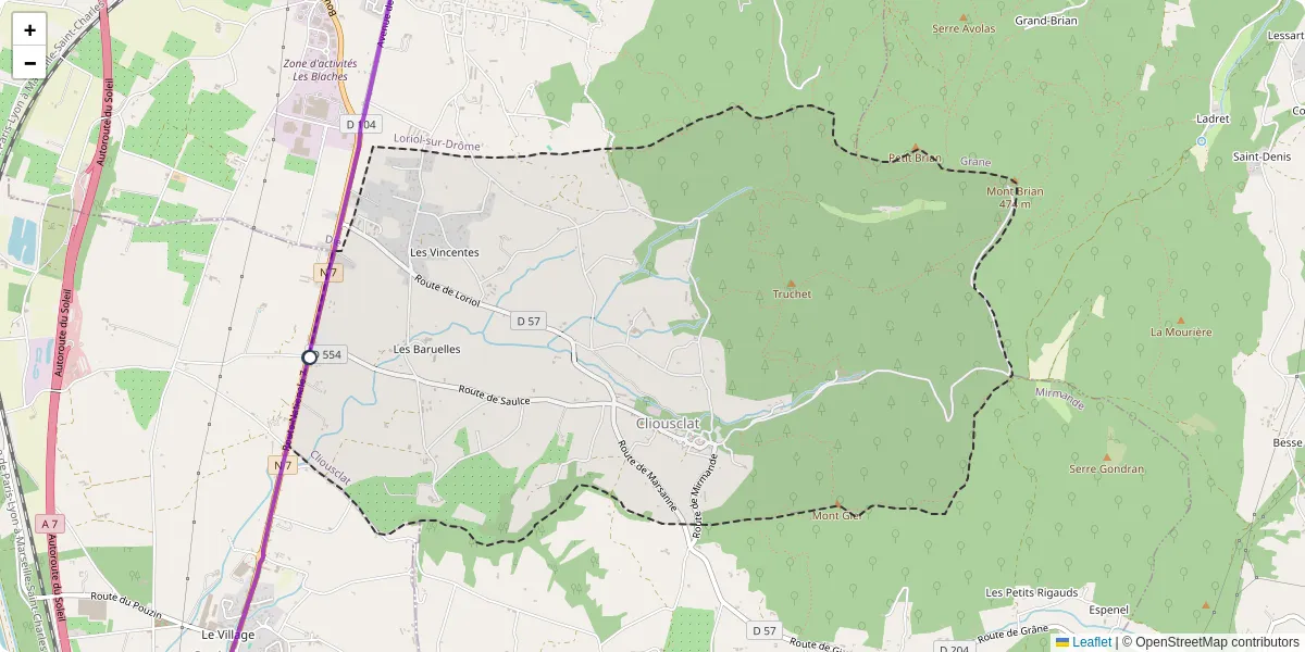 Carte du réseau de transport en commun à Cliousclat - lignes de bus et arrêts