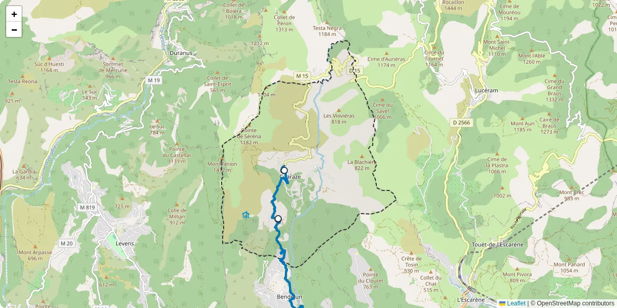 Carte du réseau de transport en commun à Coaraze - lignes de bus et arrêts