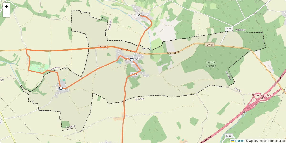 Carte du réseau de transport en commun à Cocherel - lignes de bus et arrêts