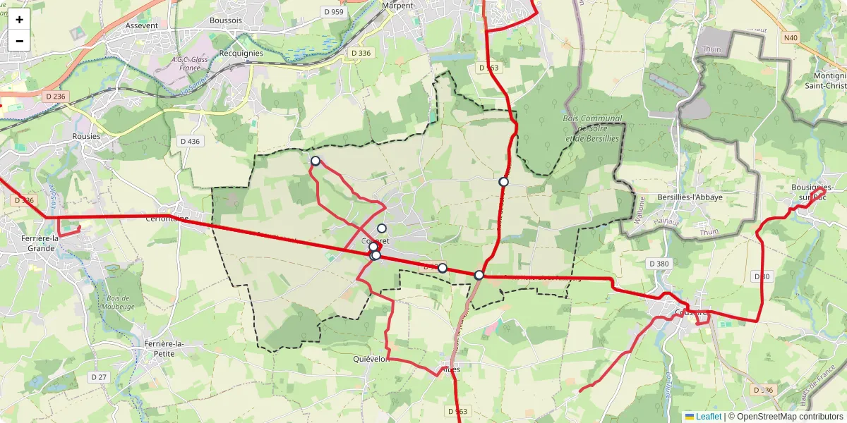 Carte du réseau de transport en commun à Colleret - lignes de bus et arrêts