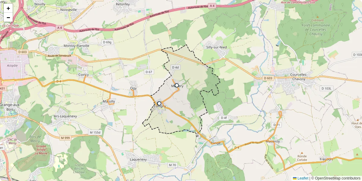 Carte du réseau de transport en commun à Colligny-Maizery - lignes de bus et arrêts