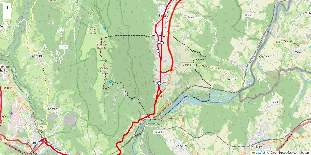 Carte du réseau de transport en commun à Collonges - lignes de bus et arrêts
