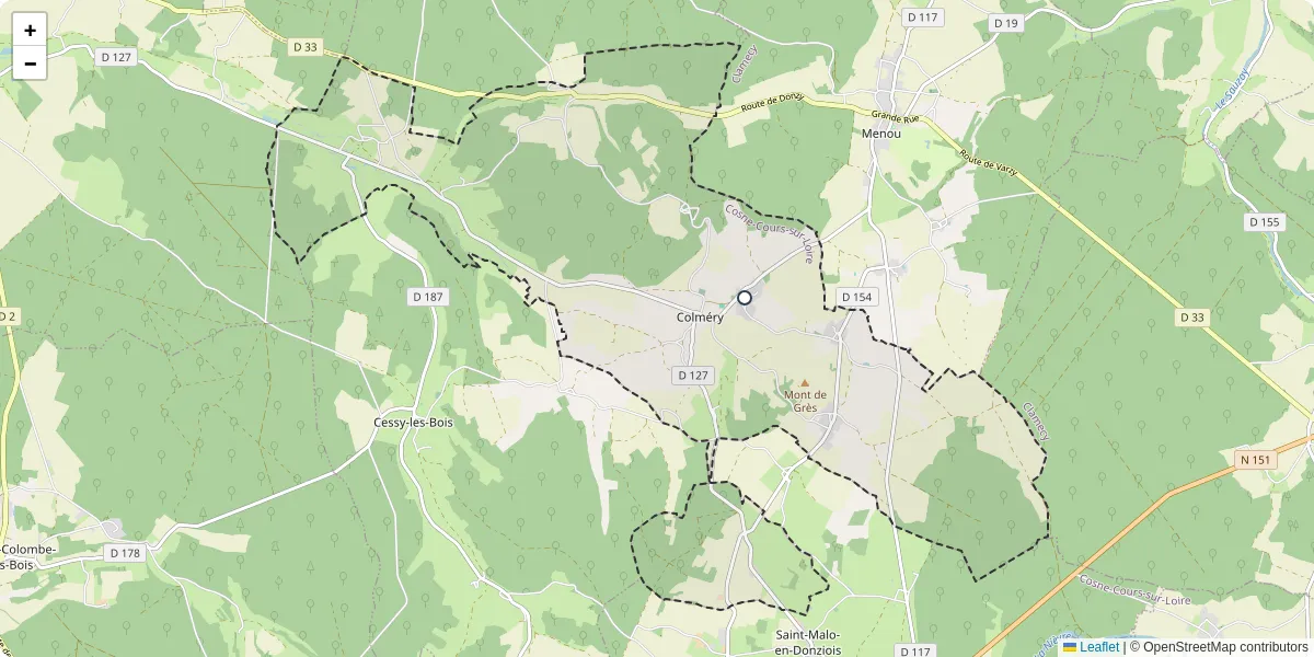 Carte du réseau de transport en commun à Colméry - lignes de bus et arrêts