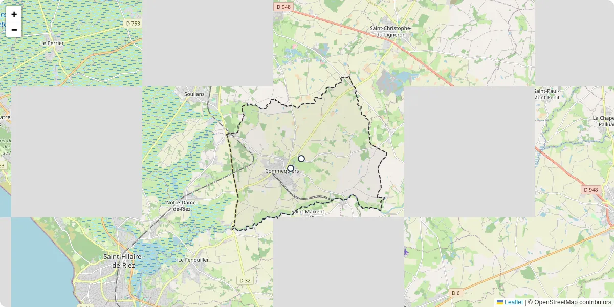 Carte du réseau de transport en commun à Commequiers - lignes de bus et arrêts