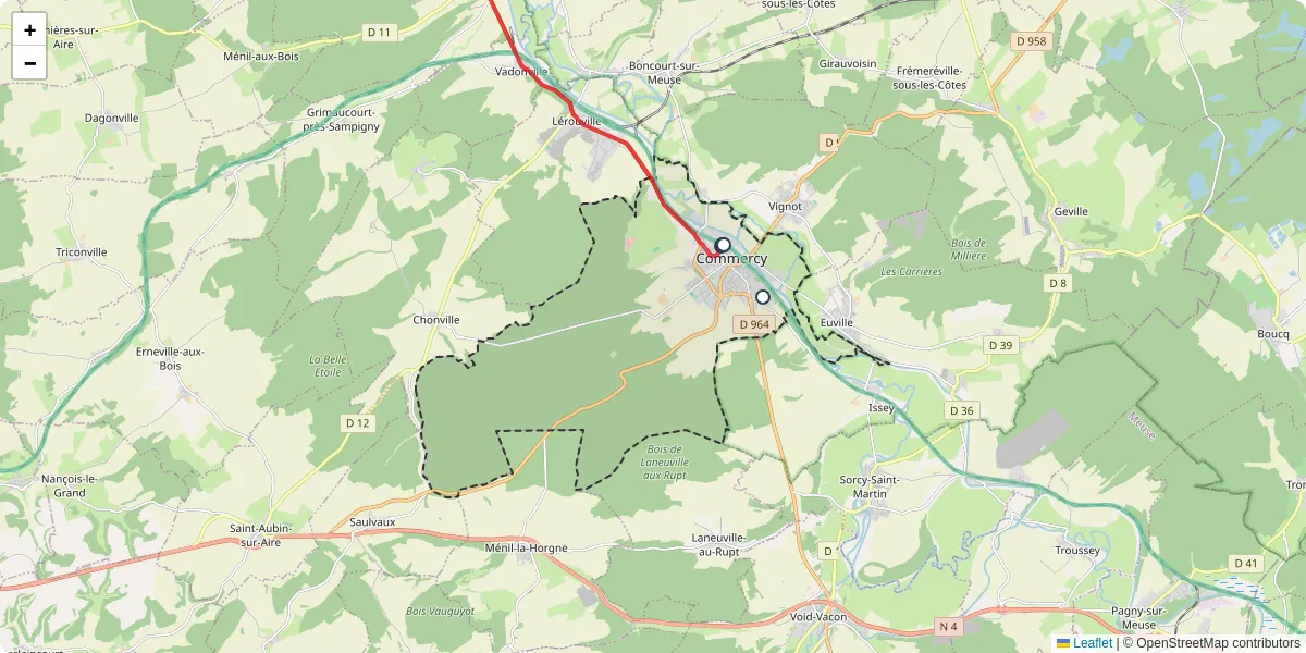 Carte du réseau de transport en commun à Commercy - lignes de bus et arrêts