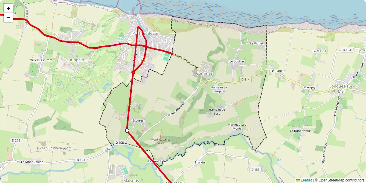 Carte du réseau de transport en commun à Commes - lignes de bus et arrêts