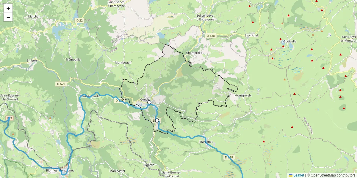 Carte du réseau de transport en commun à Condat - lignes de bus et arrêts