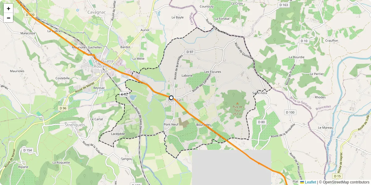Carte du réseau de transport en commun à Condat - lignes de bus et arrêts