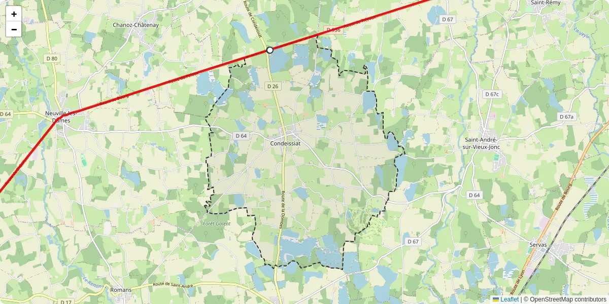Carte du réseau de transport en commun à Condeissiat - lignes de bus et arrêts