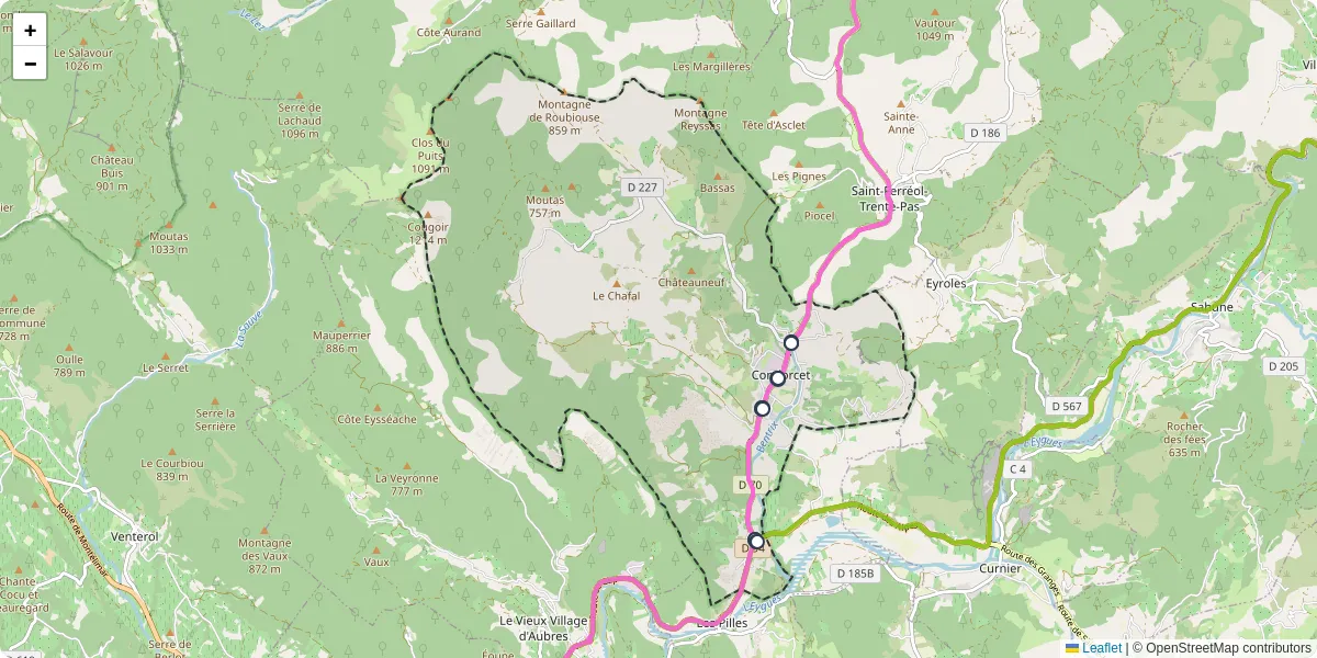 Carte du réseau de transport en commun à Condorcet - lignes de bus et arrêts