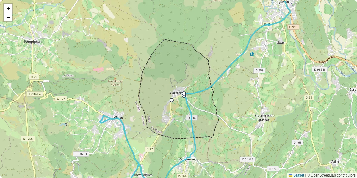 Carte du réseau de transport en commun à Corconne - lignes de bus et arrêts
