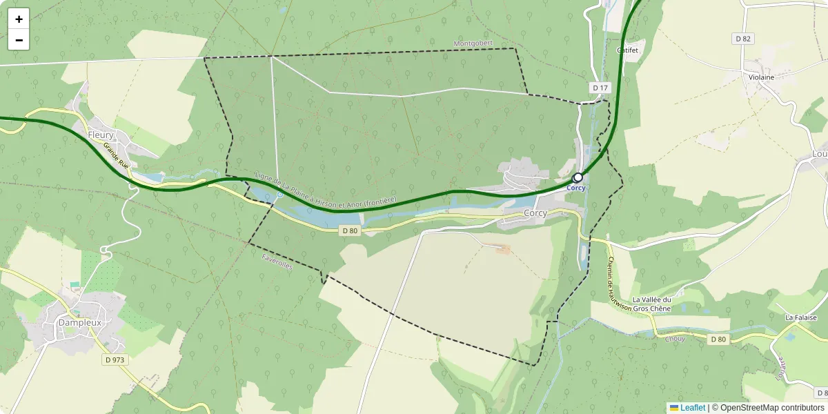 Carte du réseau de transport en commun à Corcy - lignes de bus et arrêts