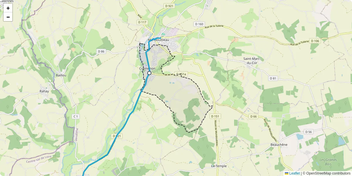 Carte du réseau de transport en commun à Cormenon - lignes de bus et arrêts
