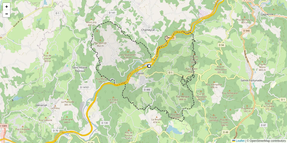 Carte du réseau de transport en commun à Cornil - lignes de bus et arrêts