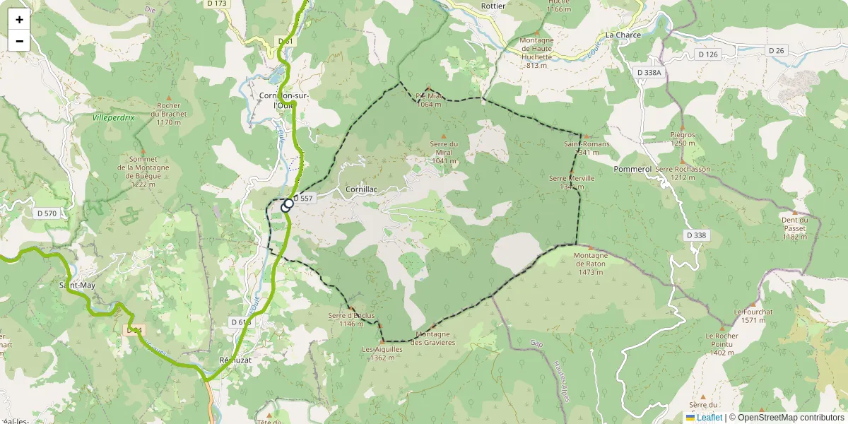 Carte du réseau de transport en commun à Cornillac - lignes de bus et arrêts