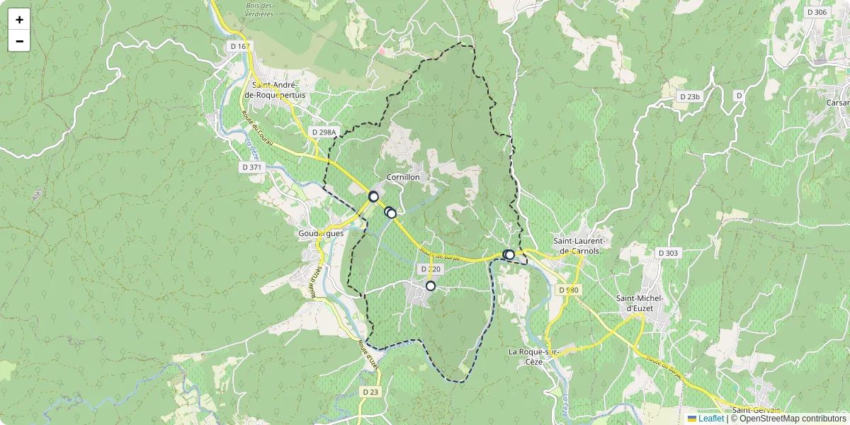 Carte du réseau de transport en commun à Cornillon - lignes de bus et arrêts