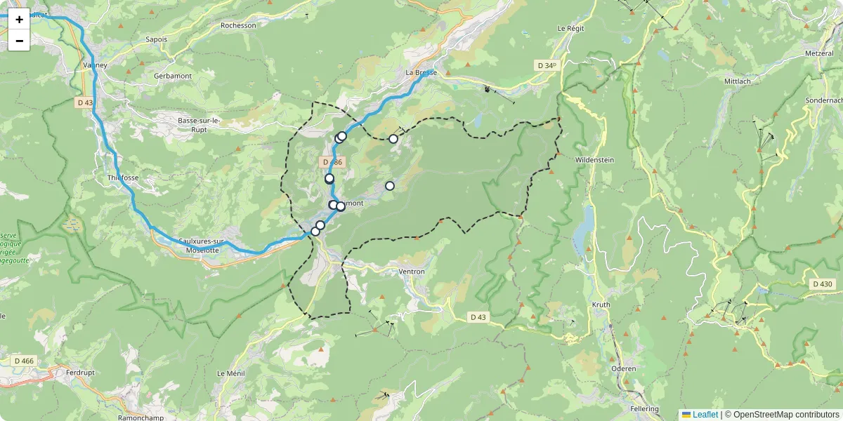 Carte du réseau de transport en commun à Cornimont - lignes de bus et arrêts