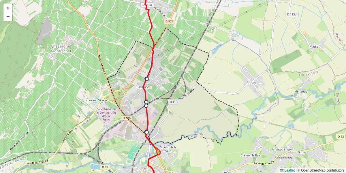 Carte du réseau de transport en commun à Corpeau - lignes de bus et arrêts