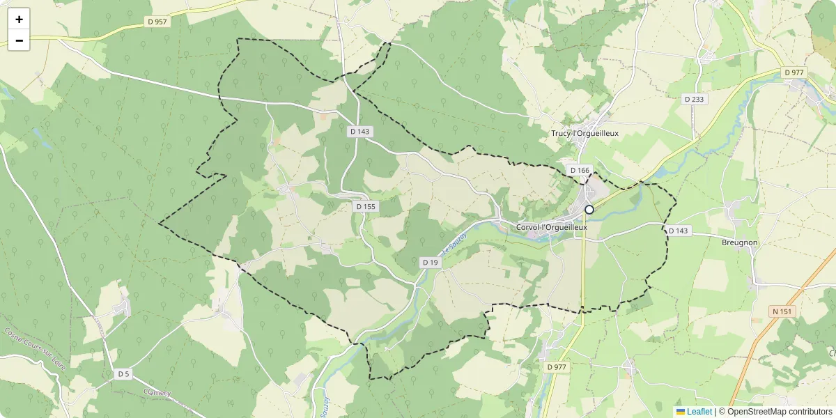 Carte du réseau de transport en commun à Corvol-l'Orgueilleux - lignes de bus et arrêts