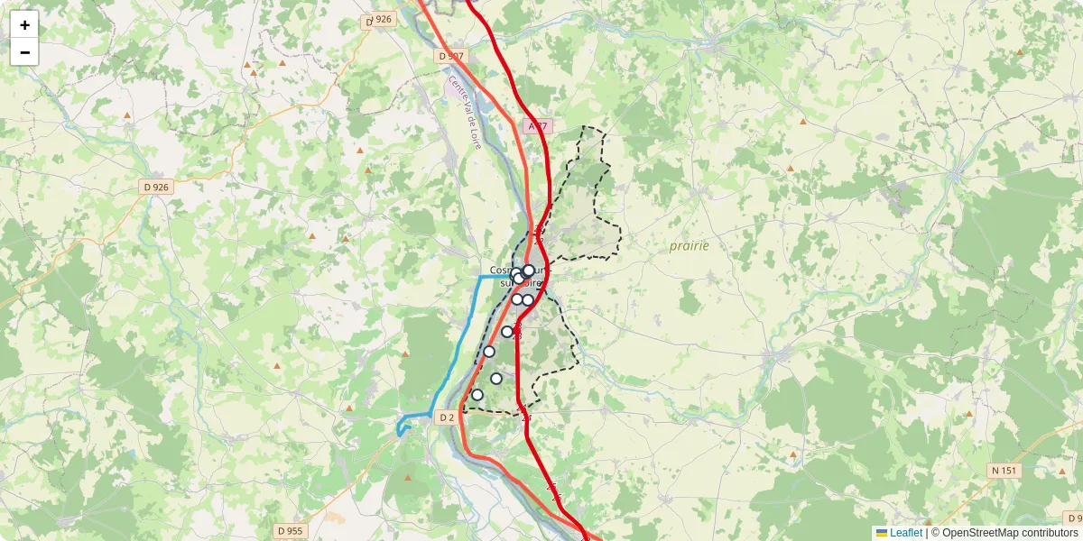 Carte du réseau de transport en commun à Cosne-Cours-sur-Loire - lignes de bus et arrêts