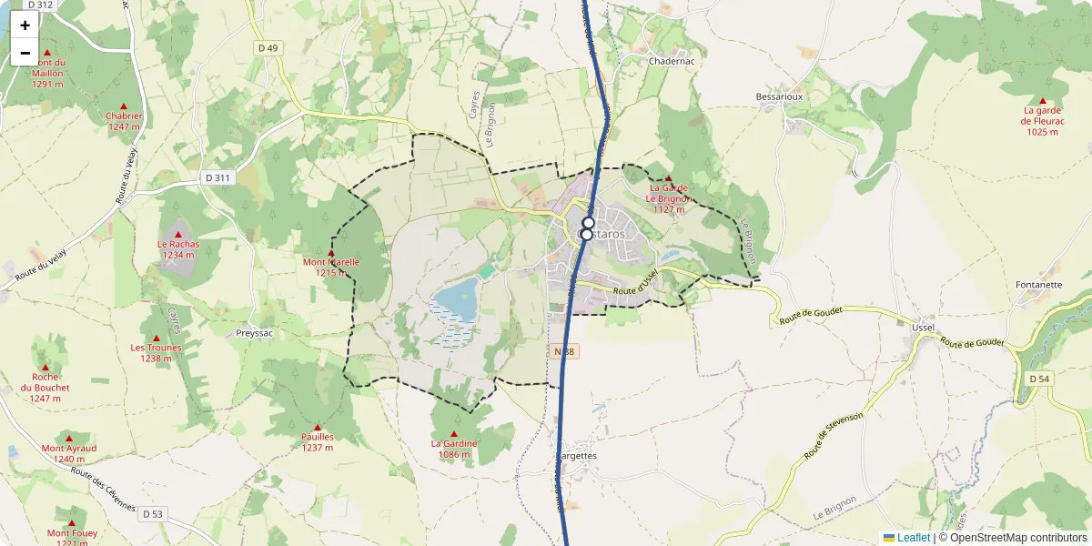 Carte du réseau de transport en commun à Costaros - lignes de bus et arrêts