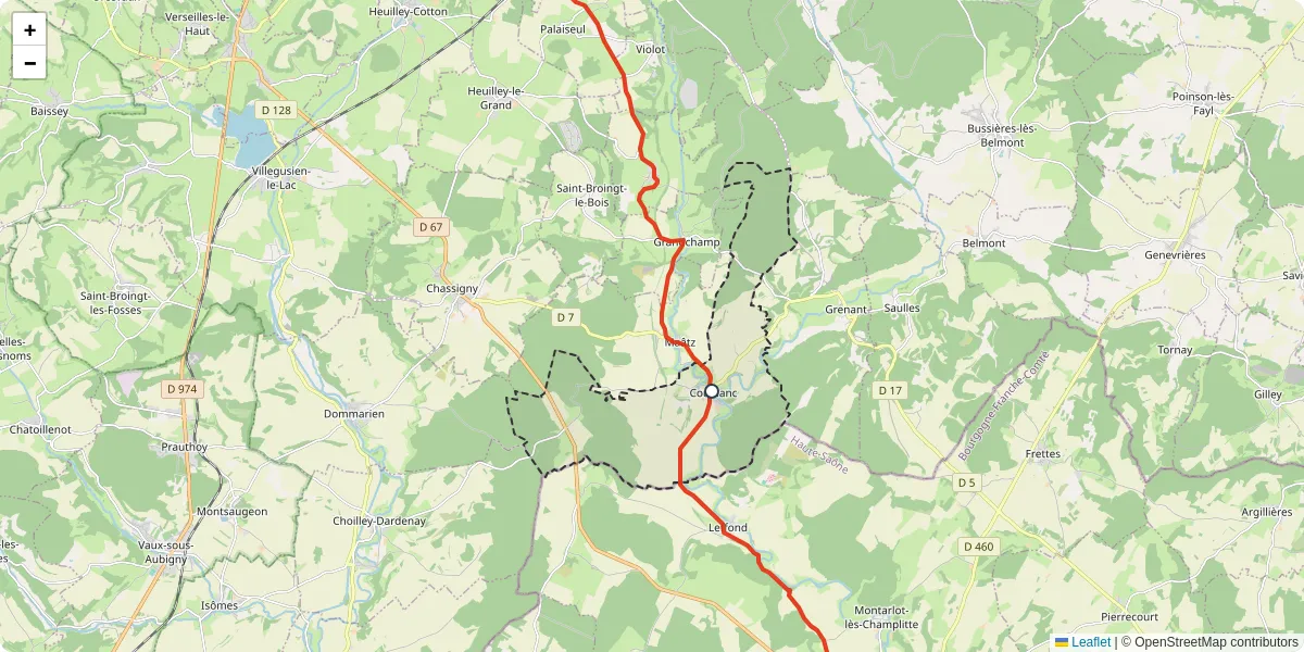 Carte du réseau de transport en commun à Coublanc - lignes de bus et arrêts