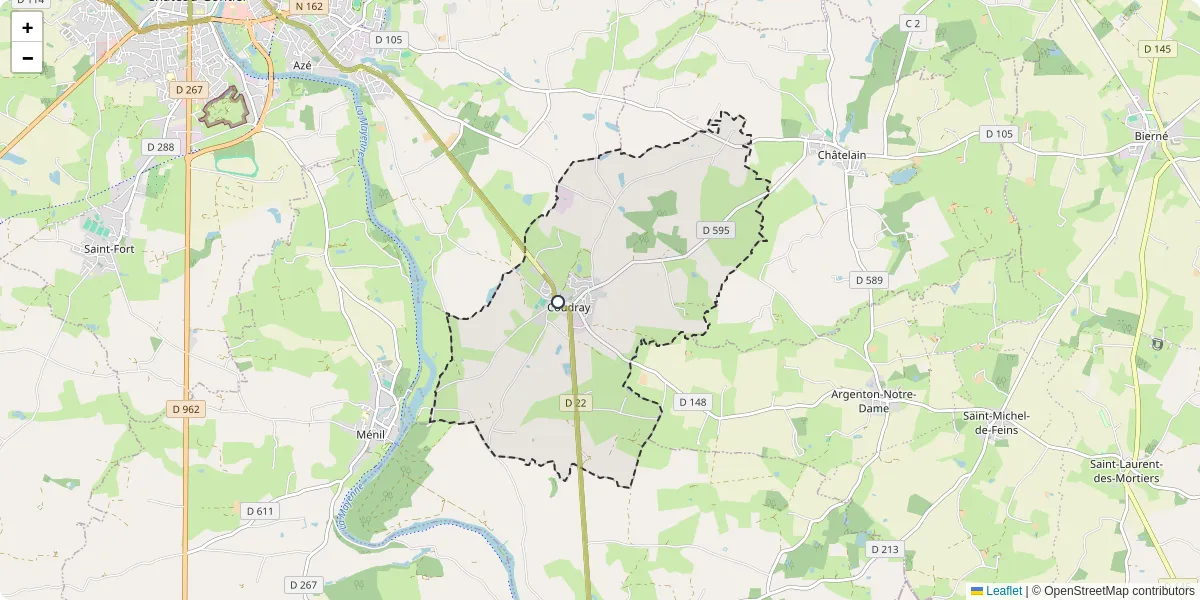 Carte du réseau de transport en commun à Coudray - lignes de bus et arrêts