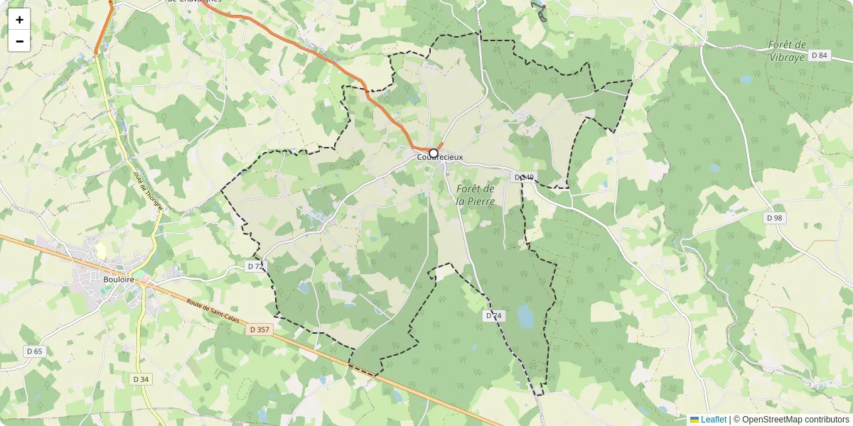Carte du réseau de transport en commun à Coudrecieux - lignes de bus et arrêts