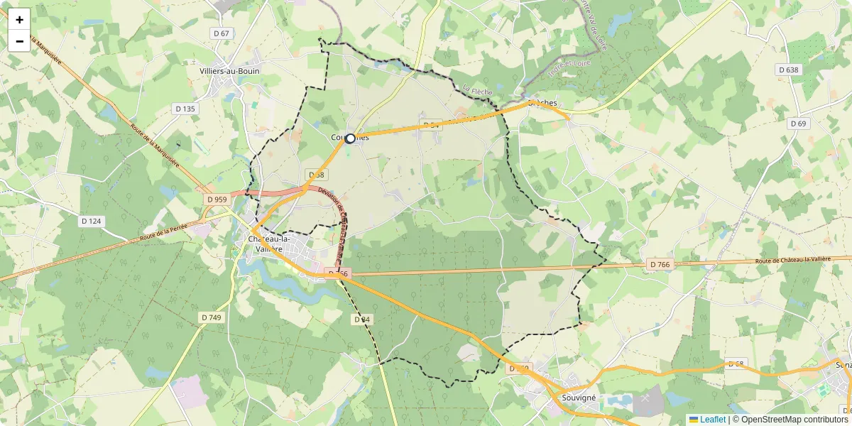Carte du réseau de transport en commun à Couesmes - lignes de bus et arrêts