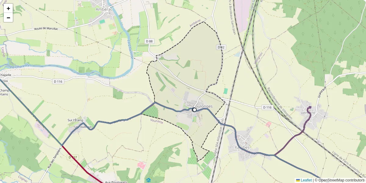 Carte du réseau de transport en commun à Coulonges - lignes de bus et arrêts