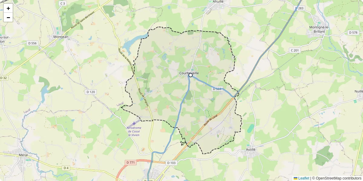 Carte du réseau de transport en commun à Courbeveille - lignes de bus et arrêts