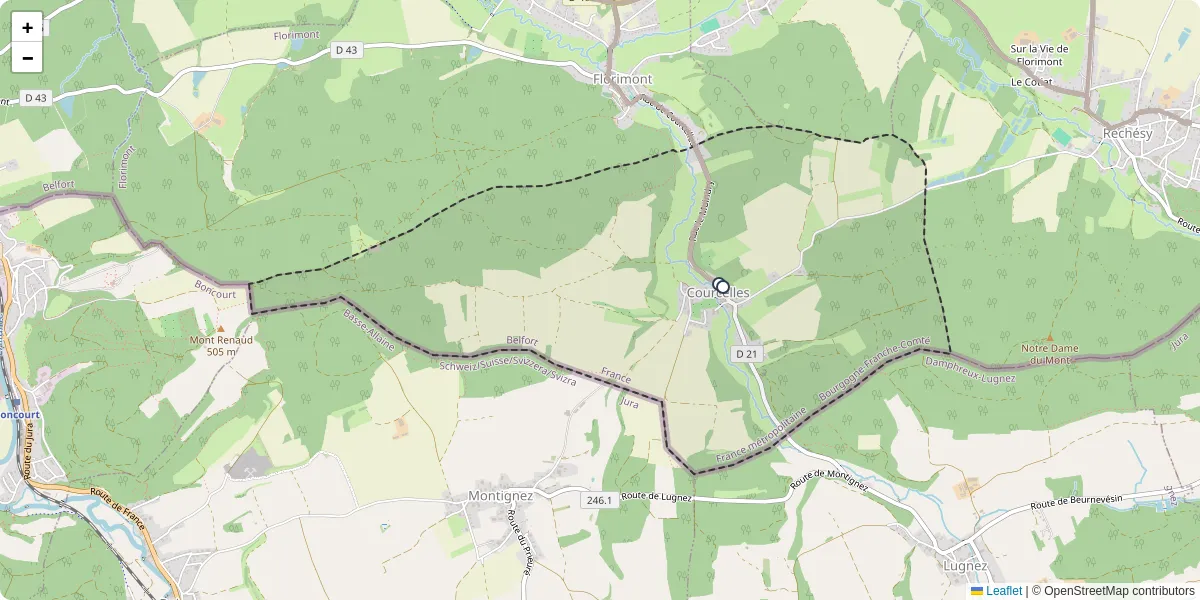 Carte du réseau de transport en commun à Courcelles - lignes de bus et arrêts