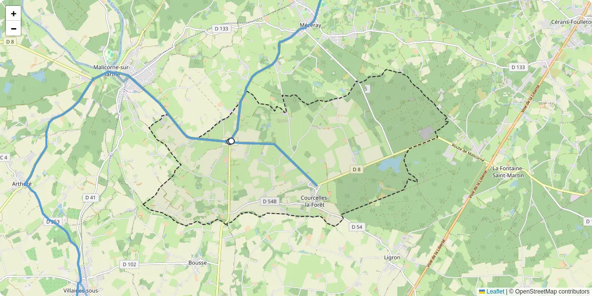 Carte du réseau de transport en commun à Courcelles-la-Forêt - lignes de bus et arrêts