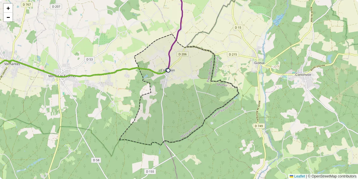 Carte du réseau de transport en commun à Courléon - lignes de bus et arrêts