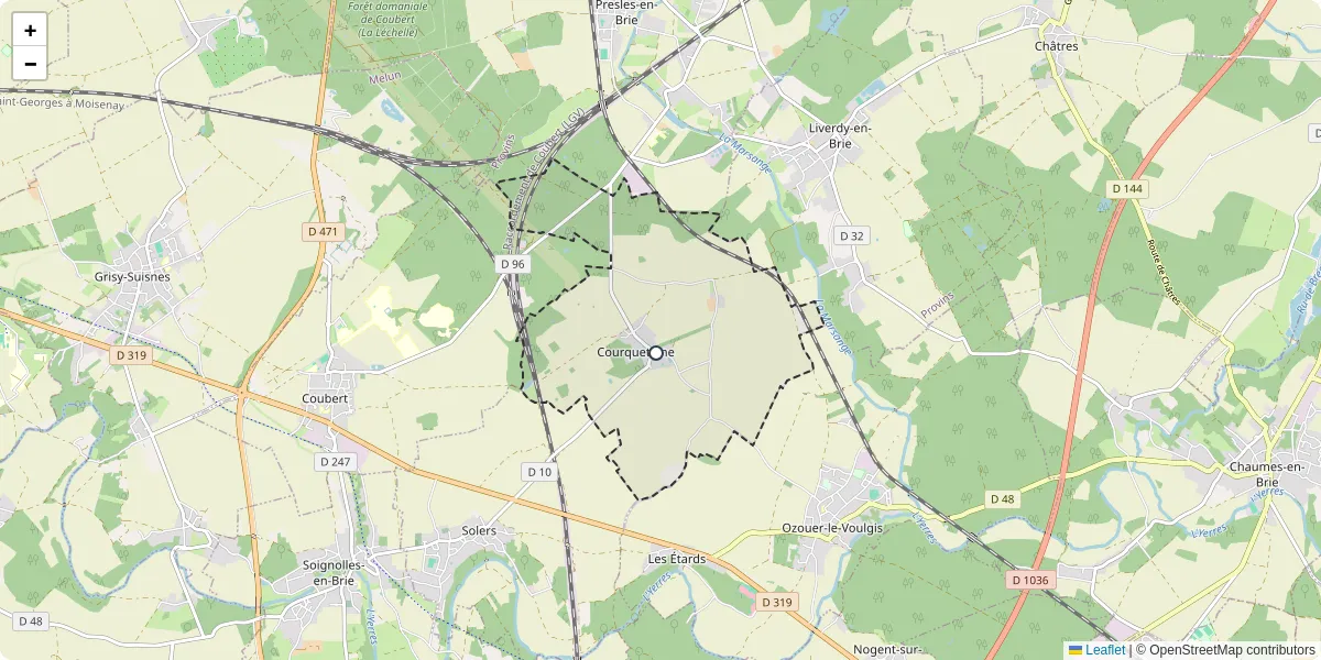 Carte du réseau de transport en commun à Courquetaine - lignes de bus et arrêts