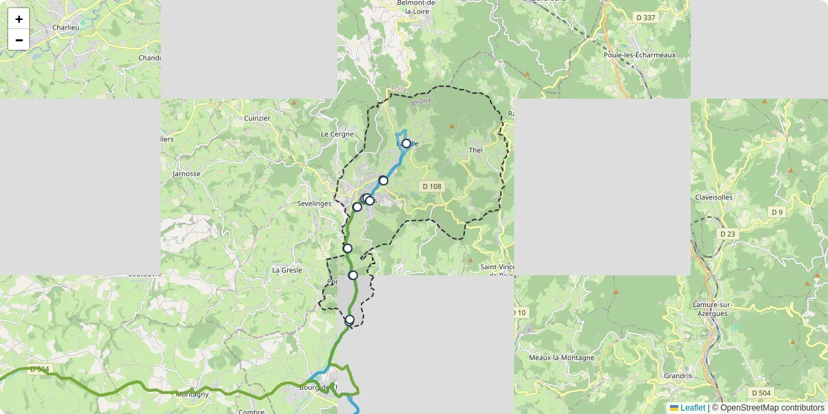 Carte du réseau de transport en commun à Cours - lignes de bus et arrêts