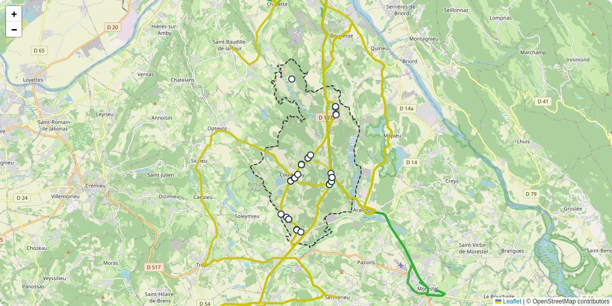 Carte du réseau de transport en commun à Courtenay - lignes de bus et arrêts
