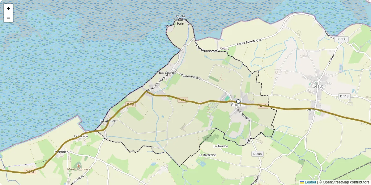 Carte du réseau de transport en commun à Courtils - lignes de bus et arrêts