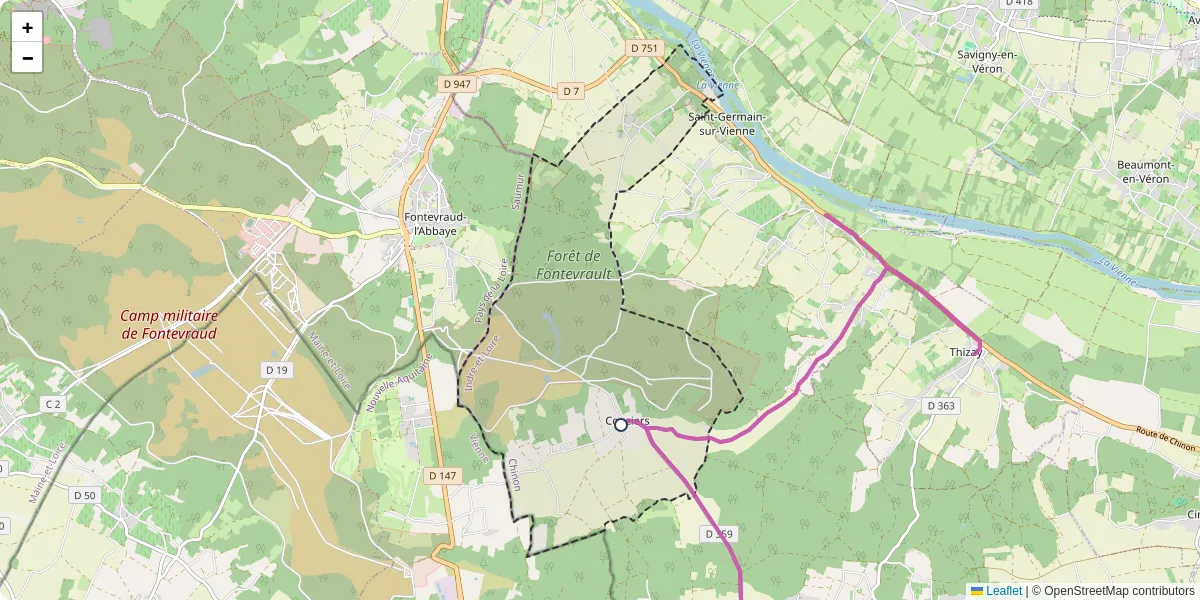 Carte du réseau de transport en commun à Couziers - lignes de bus et arrêts